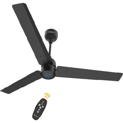 Atomberg Renesa 1200 mm BLDC Motor with Remote 3 Blade Ceiling Fan  (midnight black, Pack of 1)