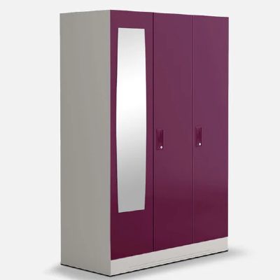 Slimline Metal 3 Door Almirah in Textured Purple Colour