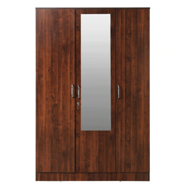 Taigen 3 Door Wardrobe with Mirror in Walnut Finish