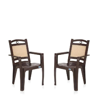 Plastic Chair (Set of 2) in Weather Brown & Biscuit Colour