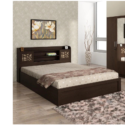 Kosmo Mayflower King Size Bed With Hydraulic Storage in Vermount Woodpore Finish