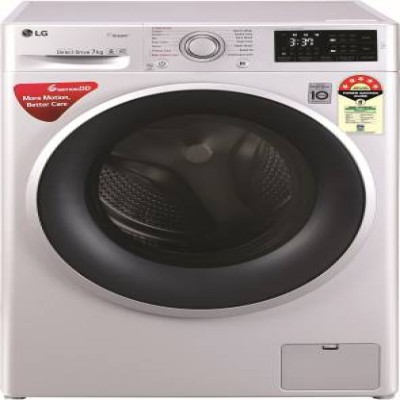 LG 7 kg Fully Automatic Front Load with In-built Heater Silver  (FHT1207ZNL)